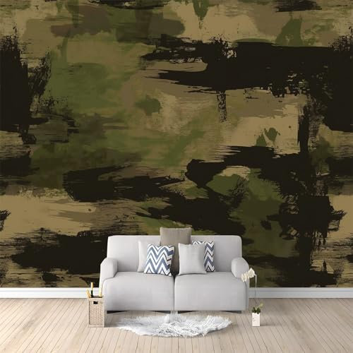WHUOEUCO Fototapete Militärisches Tarnmuster Grün 500x280 cm 3D Wandbild Tapete, Modern Vlies Motivtapeten Groß Foto Tapete, Schlafzimmer Wohnzimmer Büro Wandtapete Deko