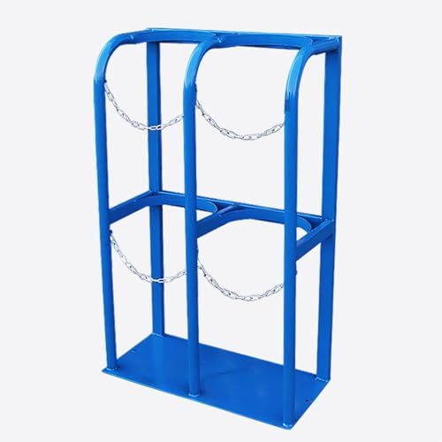 CAFIEDR Universal Oxygen Tank Holder with Safety Chains - Durable Floor-Mount Oxygen Cylinder Bracket for Nursing Homes, Fixed Shelf for Gas Cylinder(Blue Length 60cm(23 5/8)