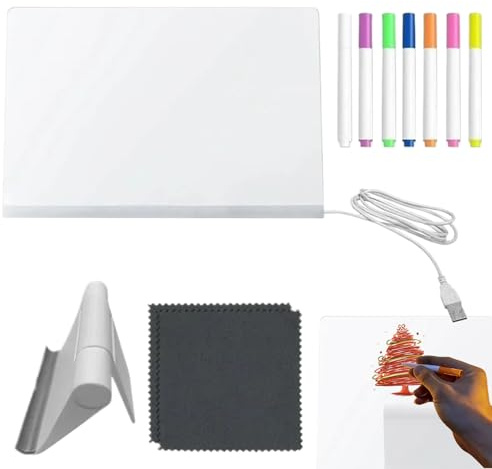 LED-Zeichentafel – beleuchteter Schiefer, 7 Stifte, schnell trocknend, für Jugendliche, beleuchtetes Schreibbrett für Zuhause, Schule, Kindergarten, Reise, Innen