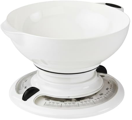 Mechanical Kitchen Weighing Scale 3kg, Manual Analog Retro Food Scale with Large Removable Bowl, Precise Weight Measurement for Cooking Baking Compact & Durable
