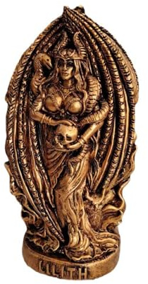 PAEFIU 17,5 cm Gothic Lilith Inanna Statue, Lilith The First Temptress Figur, Harz Lilith Göttin Handwerk Statuen, Bild Bronzefarbenes Harzdetail Flügelschädel, für Haus, Garten, Landschaft Dekor