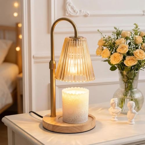 Candle Warmer Lamp with Adjustable Height, Electric Wax Melter Candle Warmer Brightness Adjustable, Safe Flameless Design with Timer & Dimmer, for Homes with Children & Pets, Elegant Home Decor Gift