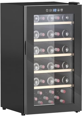 HOMCOM Cave à Vin 41 Bouteilles 91L Silencieux avec Porte en Verre Noir