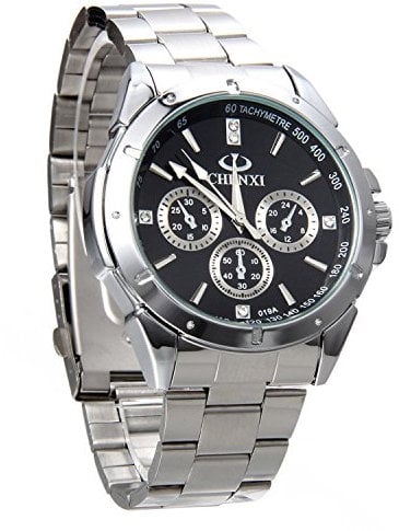 Avaner Herren-Armbanduhr, Edelstahl, Quarz, analog, Business-Armbanduhr, Freizeitkleid, Armbanduhr, Silber, Armband