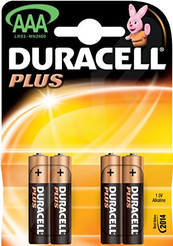 Duracell Plus Power Piles Alcalines Type AAA, Paquet de 4, (L'emballage peut varier) LR03 Noir/Copper