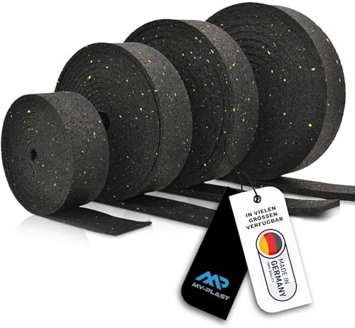 My Plast Terrassenpads Rolle - 5.000 x 80 x 6 mm | Gummigranulat-Rolle - Trittschalldämmung & Zuschnitt - Bautenschutzmatte-Unterlage für Terrassenbau, WPC & Balkon