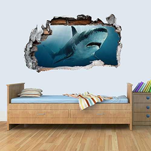 GNG Hai 3D Kinder Wand Kunst Aufkleber Breakout Smashed Jungen MädChen S