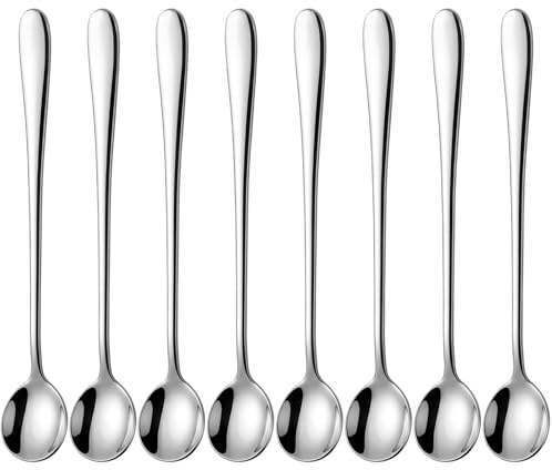 8er Set Eisteelöffel Cocktailrührlöffel Edelstahl Kaffeelöffel Eisportionierer