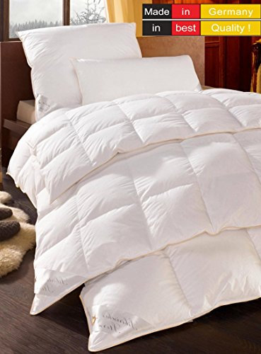 wohnTRAUM 24 Luxus Daunen-Kassettendecke SIBIRISCHER Stern***** Natur PUR - Made in Germany 135x200 cm WARM - 790 g Gänseflaum - Öko-Tex-100, NOMITE, Traumpass