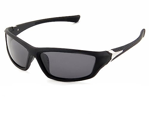 Emeco POLARISIERT HERREN SONNENBRILLE MATRIX SPORT MOTORRAD BIKER RAD BRILLE GXS103 (Schwarz-BM6018)