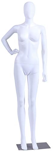 Eurohandisplay NFC-11W Frau weibliche Schaufensterpuppe FC matt weiß ohne Gesicht Arme und Kopf 360 Grad drehbar Schaufensterpuppe Female Mannequin Egghead (NFC-11W Frau)