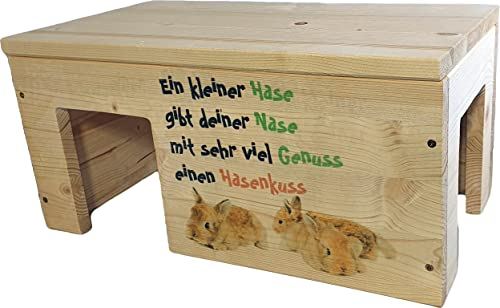 Nagerstore Nagerhaus Zwergkaninchenhaus Hasenhaus Gehege Zubehör mit 2 Eingängen, Stabil & Holzlasur / 45x25x22cm