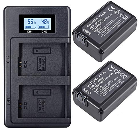 CITYORK NP-FW50 Batterie de Rechange et Chargeur de Batterie Compatible avec Sony A7, A7II, A7RII, A7SII,A7S,A7S2,A7R,A7R2,A6000, A6500, A6300, A6400, A55, A5100,ZV-E10
