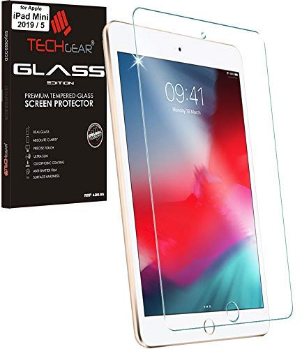 TECHGEAR GLASS Edition Screen Protector for iPad Mini 5 2019, Tempered Glass Screen Protector Cover [2.5D Edge] [9H Hardness] [Crystal Clarity] [Scratch-Resistant] [No-Bubble]