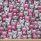 ABAKUHAUS Katze Stoff als Meterware, Kawaii Doodle Humor, Microfaser Stoff für Dekoratives Basteln, 1M (230x100cm), Lila Rosa Tan