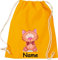Shirtinstyle Gym Sack Kinder Turnbeutel Tiere Katze mit Wunschnamen, Beutel Tasche Hort Kita, Farbe Mustard