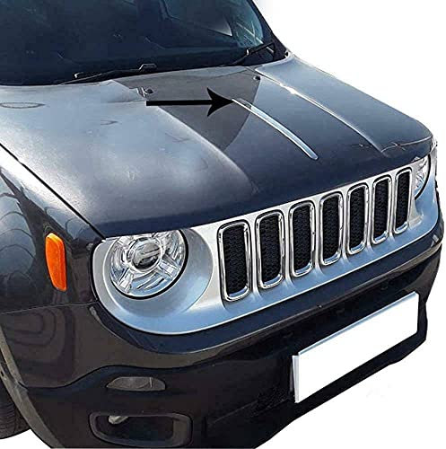 OMAC Moulure Baguette décorative pour Capot Avant Compatible avec Jeep Renegade 2014 à 2021, en Acier INOX Chromé