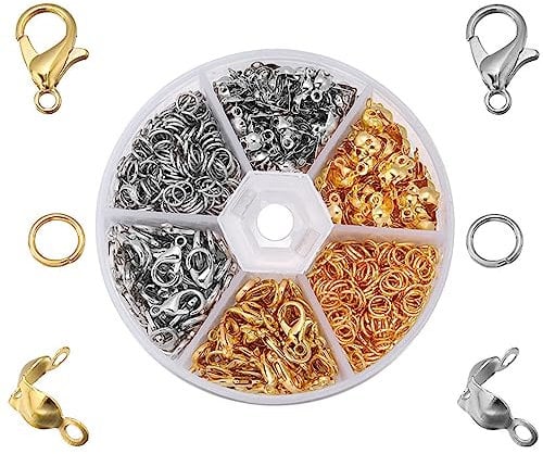 460 Pcs Jewellery Clasps Set, Lobster Clasps for Jewelry Making, Jump Rings Connectors with Plastic Case, Closures Clasps for Necklace Bracelet Ankle Making