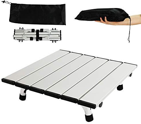 TIYASTUN Small Camping Table - Folding Aluminum Picnic Table, Lightweight Portable for Outdoor Camping, Hiking, Fishing
