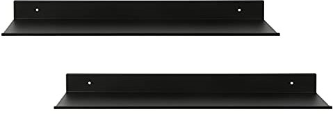 Z metnal Lot de 2 étagères murales flottantes, étagères à suspendre en métal pour salon, cuisine, entrée, montage mural, noir mat, 61 cm