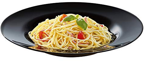 Luminarc Friends Time Opal Glass Steak Pasta Pizza Serving Dinner Fish Plates (6X Pasta Plate, Black)