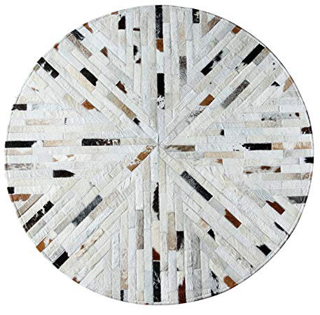 QHF Teppiche Am Bett | Leder Patchwork Teppich | Für Balkon, Garderobe, Couchtisch, Eingang | Runden