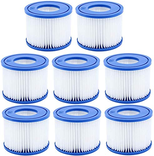 Lot de 8 cartouches de rechange pour pompe à filtre Bestway Spa - Type VI - Filtres pour jacuzzi Lay-Z-Spa - Pour filtres Coleman SaluSpa 90352E