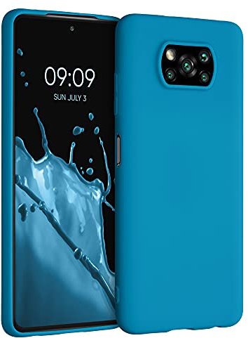 kwmobile Funda para Xiaomi Poco X3 NFC/Poco X3 Pro Carcasa - Ultrafina de TPU y Silicona con Bordes elevados anticaídas - Azul océano