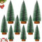 9 Stück Mini Grün Tannenbaum, 10/15 /20 cm Mini Tannenbaum Künstlich mit Schnee-Effek, Naturgetreuer Christbaum mit Holzsockel für Tischdeko Weihnachtsdeko DIY Schaufenster