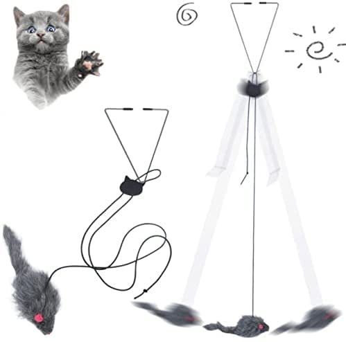 Katzenspielzeug zum Aufhängen an der Tür, hüpfende Maus Spielzeug für Katzen, 2 Stück