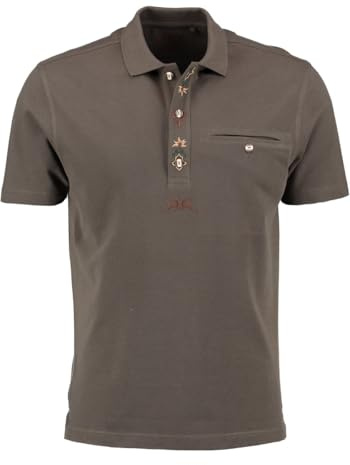 OS Trachten Herren Poloshirt Kurzarm Jagdshirt mit Polokragen Esoqo, Größe:5XL, Farbe:dunkelgrün