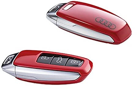 Audi 4N0071208AY3U Schlüsselblende Cover, mit Ringe Logo, nur für Schlüssel 8Y0959754 4N0959754 (tangorot)