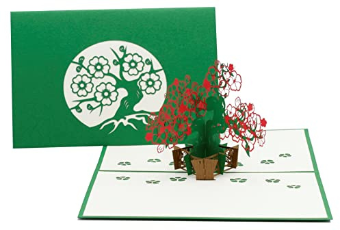 design3dkarten® Bonsai, Blumenstrauß, Blumen, 3d Klappkarte, Pop Up Karte, Glückwunschkarte, Grußkarte, Geschenkkarte