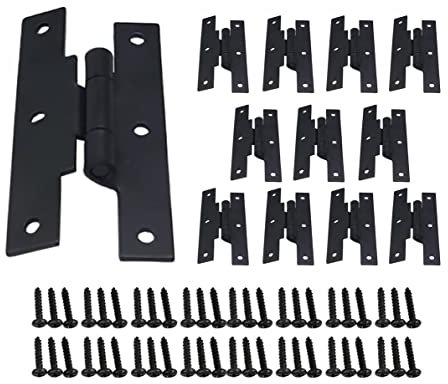 QCAA Lot de 12 charnières en acier noir 9,5 mm décalées pour porte d'armoire, noir mat, fabriquées à Taïwan