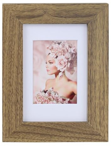 IDEAL TREND Bilderrahmen Holz Rahmen Plexi Acryl Collage Wanddeko Poster quadratisch S215: Farbe: Eiche | Format: 10x15
