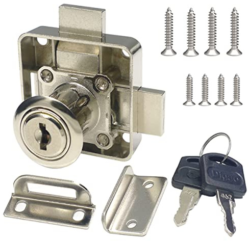Doppeltür-Schrankschloss mit doppeltem Riegel [gleichschließend] – linke Seitenmontage, Bohrdurchmesser 19 mm für (3/5 Zoll/15 mm -7/8 Zoll-/22 mm) Türverkleidung (1 Stück)