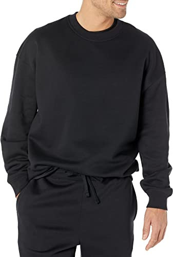 Amazon Essentials Herren Sweatshirt mit Rundhalsausschnitt und übergroßer Passform (erhältlich in Big & Tall), Schwarz, M