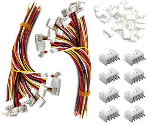 HUAZIZ 50 Set di Connettori JST 2.0 Ph 4 pin, 50 Pezzi mini Connettore JSt Ph2.0 a 4 Pin Femmina con Cavo da 150 mm e 50 Pezzi Maschio Micro JSt Ph2.0 mm 4 Pin Connettore Spina
