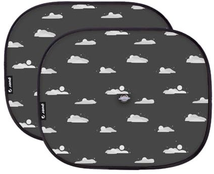 Jané Cortina Parasol Coche, 2 Unidades, Plegable, Reversible, Ventosa, Universal, Automóvil, Gris