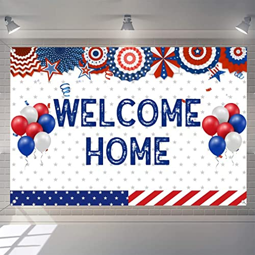 Willkommen zu Hause Banner Dekoration, weiß und blau Willkommen zurück zu Hause Hintergrund Dekor, Militär Homecoming Einsatz Rückkehr Party Zubehör, 150cm x 90cm