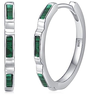 Malachit Ohrringe 925 Sterling Silber Round Hoop Ohrringe Geschenk Für Frauen Tochter Kinder Mädchen