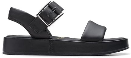 Clarks Alda Strap, Sandali Donna, Black Leather, 37 EU