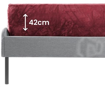 BaSaTex Boxspringbett & Wasserbett Spannbettlaken 200x220 cm in Cashmere-Touch Plüsch Flausch Qualität | 38-42 cm Steghöhe | 100% Polyester | Farbe: Bordeaux