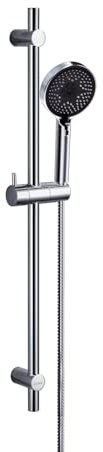 DETBOM Columna de Ducha 70cm con 3 Funciones Alcachofa de Mano, Soporte de Alcachofa de Ducha Ajustable y Manguera Flexible 1,5m, Barra de Ducha sin Mezclador, Acero Inoxidable 304, Cromo