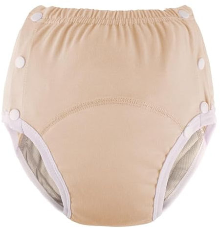 Inkontinenzhose aus Baumwolle für Erwachsene: waschbar, atmungsaktiv, verstellbar, auslaufsicher, ältere Menschen (Yellow, L)