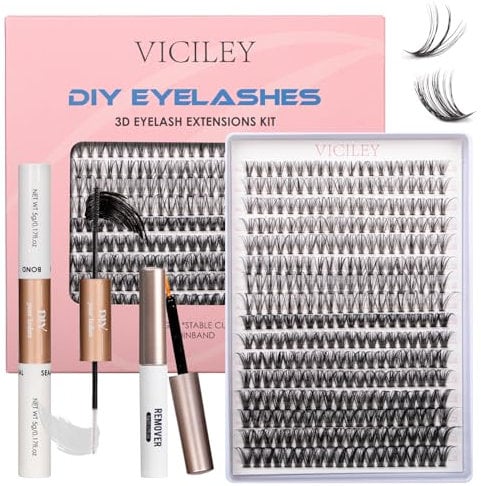Lash Extension Kit 320 Pcs Cluster Lashes With Bond And Seal Lash Glue Remover Lash Tweezers Eyelash Extension Kit Individual Lashes Soft Eyelashes C D Curl Natural Lash Clusters 20+50D 10-16mm