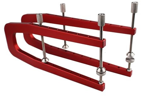 Guyker Aluminum Alloy Acoustic Guitar Repair Tool, CNC Machined Fixing Tool-Mend Panel Backplane Cracking and Opening Repair Adhesive Clamp Red (1PCS Long Length 300mm and 1PCS Short Length 250mm)