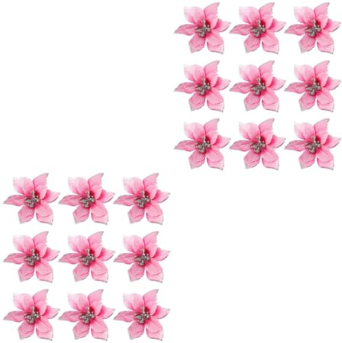 Abaodam 72 STK Schichten Goldpulver Weihnachtsblumen künstlicher Kranz weihnachtsstern Pflanzen weihnachtsdeko künstliche blüten Künstliche Blumengirlande Blumendekoration Mini
