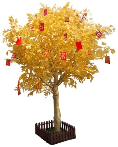 Künstliche Pflanzen Künstlicher Banyanbaum, großer gefälschter Baum, Segen, goldener Geldbaum, Simulationsbaum für den Innen- und Außenbereich, künstliche Pflanzendekoration Realistisches Design