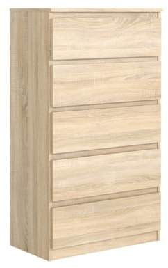 MebLocker Kommode mit 5 Schubladen Ideal für Wohnzimmer, Schlafzimmer, Kinderzimmer, Jugendzimmer und Büro Moderne Elegante Lösung für stilvolle Aufbewahrung (Sonoma-Eiche)